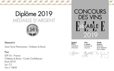Concours « Elle à table » 2019 – Nouvelle distinction pour les vins du Château le Bouïs !